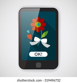 Valentine's Day flower flat icon with long shadow,eps10