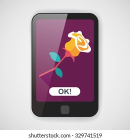 Valentine's Day flower flat icon with long shadow,eps10