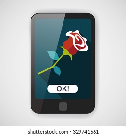 Valentine's Day flower flat icon with long shadow,eps10