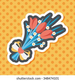 Valentine's Day flower flat icon with long shadow,eps10