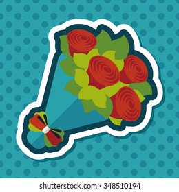 Valentine's Day flower flat icon with long shadow,eps10