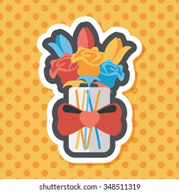 Valentine's Day flower flat icon with long shadow,eps10