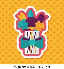 Valentine's Day flower flat icon with long shadow,eps10