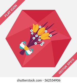 Valentine's Day flower flat icon with long shadow,eps10