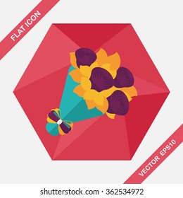 Valentine's Day flower flat icon with long shadow,eps10