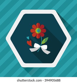 Valentine's Day flower flat icon with long shadow,eps10