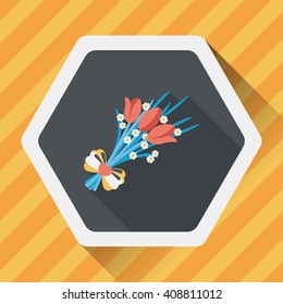 Valentine's Day flower flat icon with long shadow,eps10