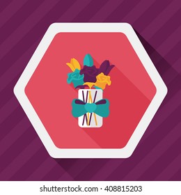 Valentine's Day flower flat icon with long shadow,eps10