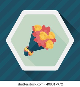 Valentine's Day flower flat icon with long shadow,eps10
