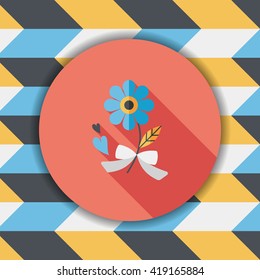 Valentine's Day flower flat icon with long shadow,eps10