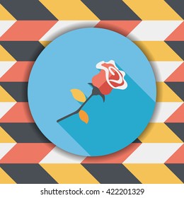 Valentine's Day flower flat icon with long shadow,eps10