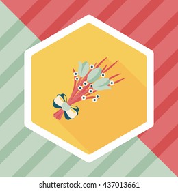 Valentine's Day flower flat icon with long shadow,eps10