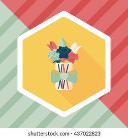 Valentine's Day flower flat icon with long shadow,eps10