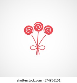 Valentines Day Flowers Roses Red Flat Icon On White Background