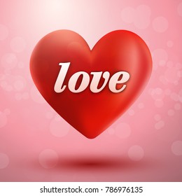 Valentine's Day Flyer. 3d red hearts on red background. Cute love banner or greeting card.