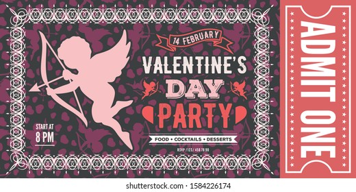 Valentine's Day Flyer Design with Cupid. Vector illustration