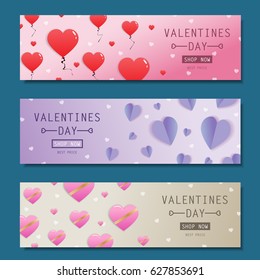 Valentines day flyer set isolated on background.For web site, wallpaper,invitation card,poster,brochure and banner.Voucher discount for web site,advertising and marketing concept