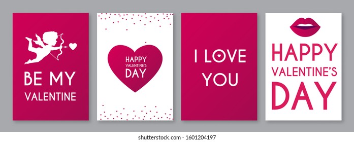 Valentine's Day flyer template set with hearts and Cupid.