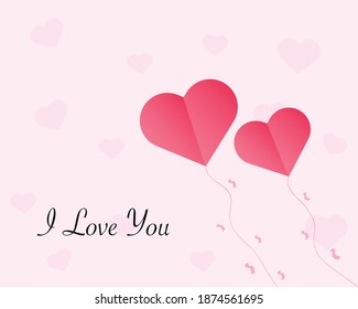 Valentines Day with Flying Paper Heart Background Vector