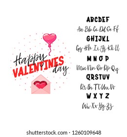 Valentine's day. The font is bold, handwriting, for love cards and wedding cards