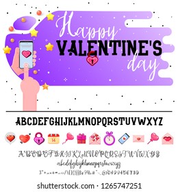 Valentine's day. The font is bold, handwriting, for love cards and wedding cards
