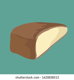 Valentines Day food devils food cake isolated on blue background. American desserts vector illustration.