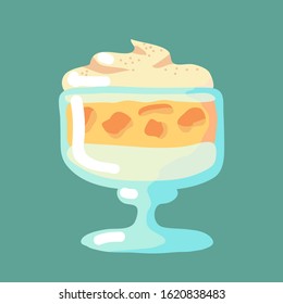 Valentines Day food panna cotta. Vector illustration.