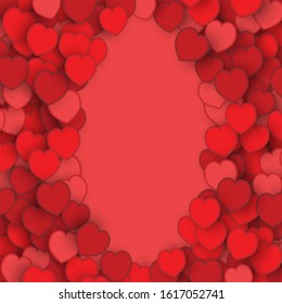 Valentines Day Frame Border Design with Heart Stickers Scattered