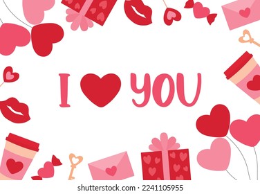 Valentine's day frame card vector illustration	