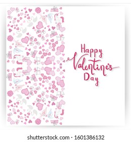 Valentine's Day frame. Cartoon style. Vector illustration