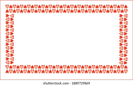 Valentine's Day frame. The frame consists of two rows of small hearts. Pink hearts.