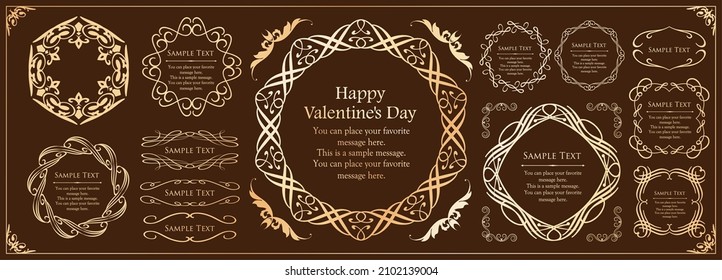 Valentine's day frame design. Luxurious and elegant decoration. antique. Vintage. gorgeous. Elegance.