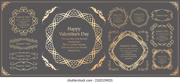 Valentine's day frame design. Luxurious and elegant decoration. antique. Vintage. gorgeous. Elegance.