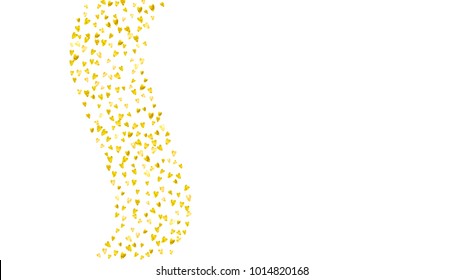 Valentines day frame with gold glitter sparkles. February 14th day. Vector confetti for valentines day frame template. Grunge hand drawn texture. Love theme for voucher, special business ad, banner.