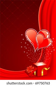 Valentines Day frame with Hearts and box, element for design, vector illustration
