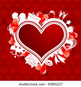 Valentines Day Frame with Hearts, Cupid and holiday element for design, vector illustration