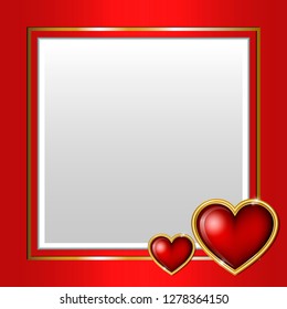 Valentine's Day frame with hearts. Festive card template. Vector illustration.
