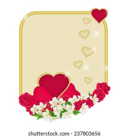 Valentine's Day frame of hearts  with flowers background place for text vector illustration  