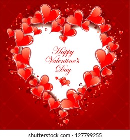 Valentines Day Frame with Hearts, vector illustration