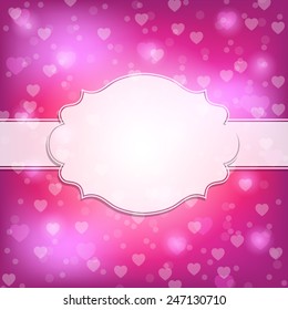 Valentine's Day frame on a background with hearts. Vector illustration. Eps10.
