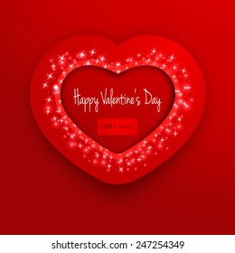 Valentine's day frame on a red background. Greeting card. Vector EPS10.