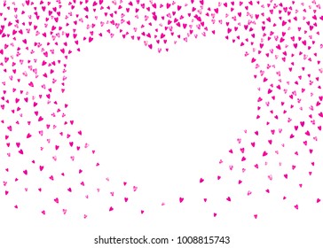 
Valentines day frame with pink glitter hearts. February 14th day. Vector confetti for valentines day frame template. Grunge hand drawn texture. Love theme for flyer, special business offer, promo.