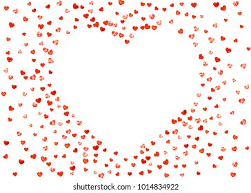 
Valentines day frame with pink glitter hearts. February 14th day. Vector confetti for valentines day frame template. Grunge hand drawn texture. Love theme for gift coupons, vouchers, ads, events.