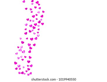 Valentines day frame with pink glitter sparkles. February 14th day. Vector confetti for valentines day frame template. Grunge hand drawn texture. Love theme for gift coupons, vouchers, ads, events.