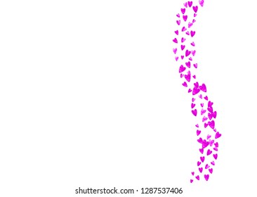 Valentines day frame with pink glitter sparkles. February 14th day. Vector confetti for valentines day frame template. Grunge hand drawn texture. Love theme for special business offer, banner, flyer.