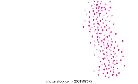 Valentines day frame with pink glitter sparkles. February 14th day. Vector confetti for valentines day frame template. Grunge hand drawn texture. Love theme for gift coupons, vouchers, ads, events.