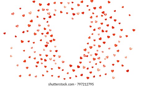 
Valentines day frame with pink glitter hearts. February 14th day. Vector confetti for valentines day frame template. Grunge hand drawn texture. Love theme for gift coupons, vouchers, ads, events.