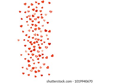 Valentines day frame with red glitter sparkles. February 14th day. Vector confetti for valentines day frame template. Grunge hand drawn texture. Love theme for voucher, special business ad, banner.