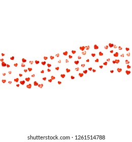 Valentines day frame with red glitter sparkles. February 14th day. Vector confetti for valentines day frame template. Grunge hand drawn texture. Love theme for party invite, retail offer and ad.