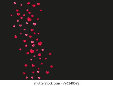 Valentines day frame with red glitter sparkles. February 14th day. Vector confetti for valentines day frame template. Grunge hand drawn texture. Love theme for party invite, retail offer and ad.